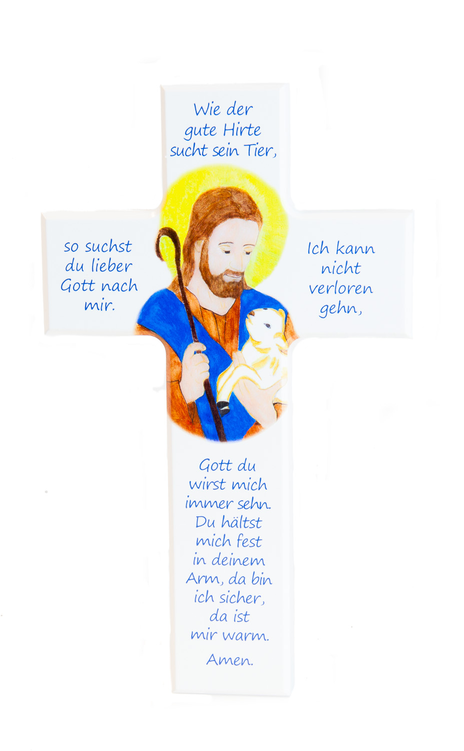 Kinderkreuz - Guter Hirte & Weiß lackiert