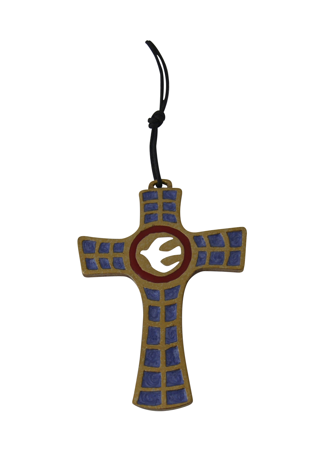 Bronzekreuz - Gebrannte Emaille & Handarbeit Taube
