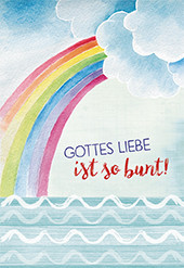 Karte zur Kommunion - Gottes Liebe ist so bunt!