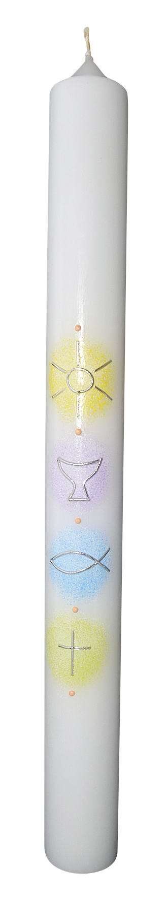 Kommunionkerze - Symbole & dezente Farben Kommunionkerze - Symbole & dezente Farben