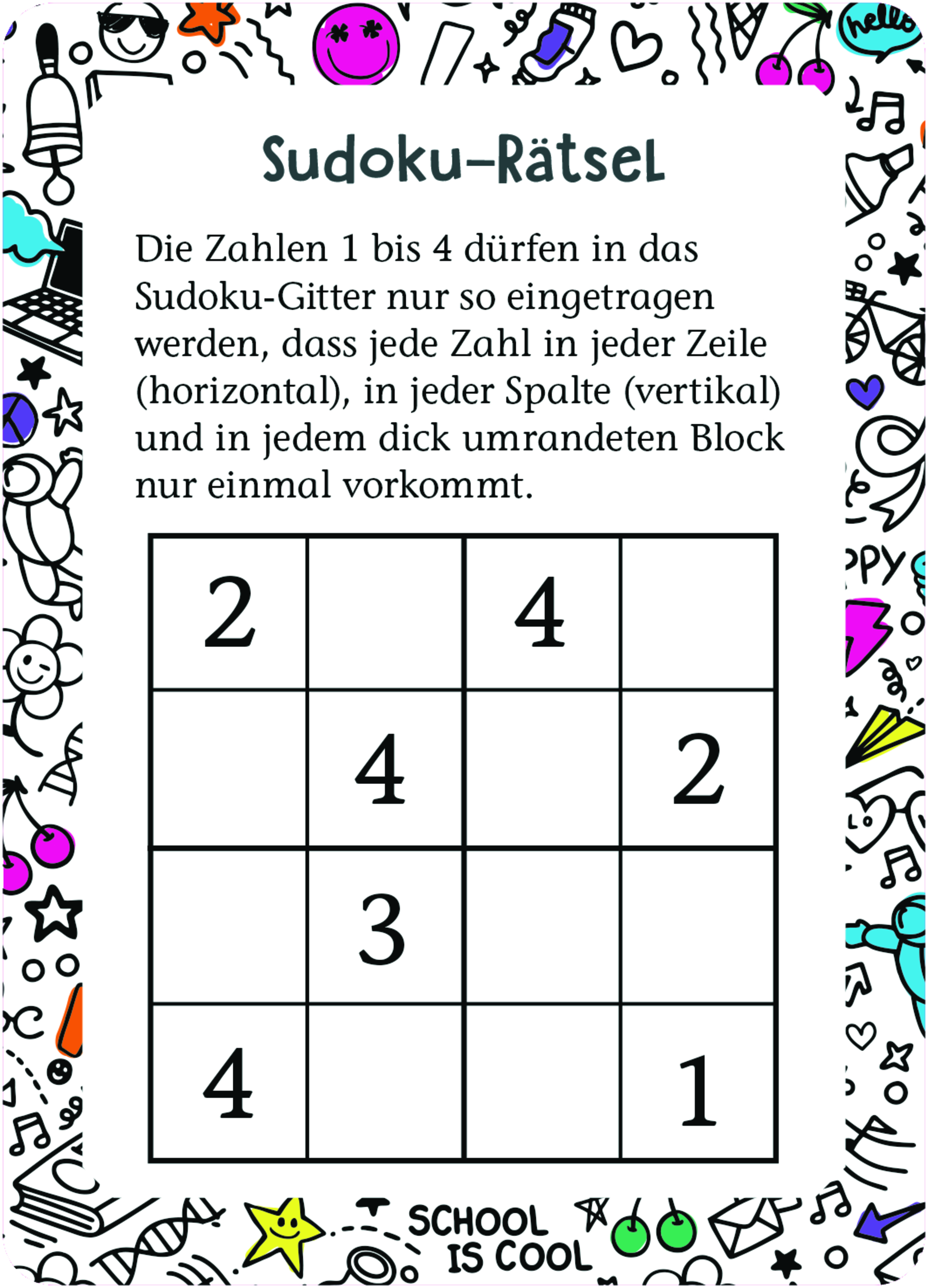 Kartenbox zum Schulstart - Pausen-Spiele