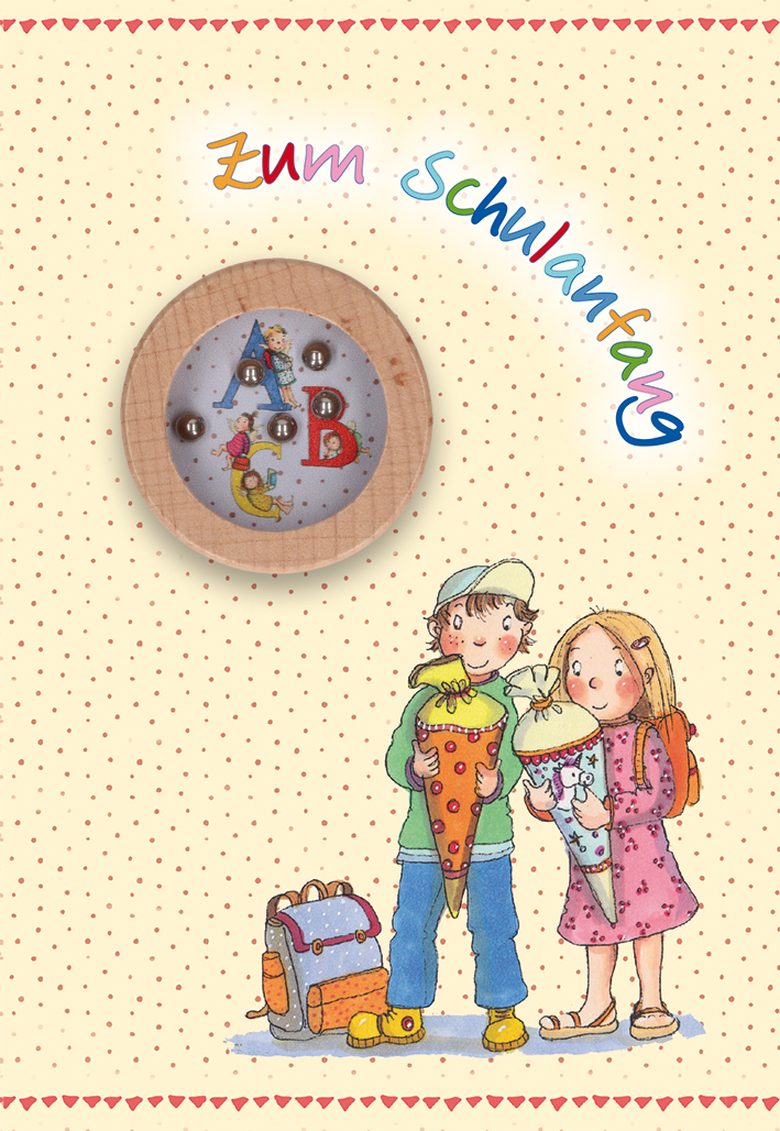 Karte zum Schulanfang - Schultüten & Geduldsspiel