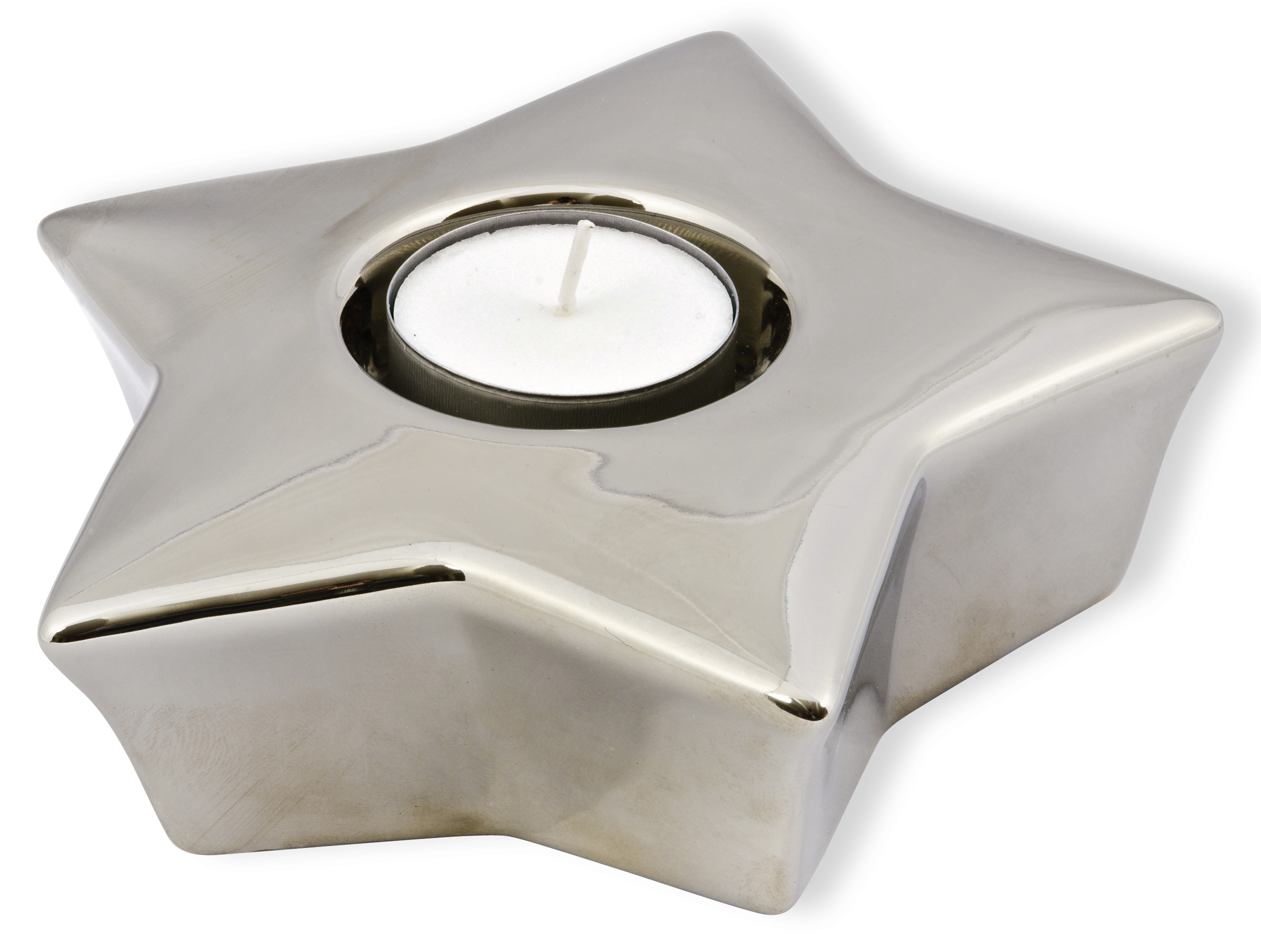 Teelichthalter - Glänzender Stern & Silberfarben Teelichthalter - Glänzender Stern & Silberfarben