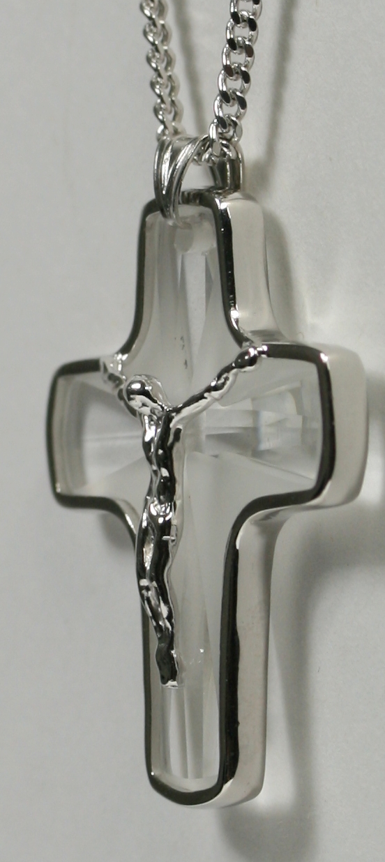 Halskette - Kristall-Kreuz & Korpus