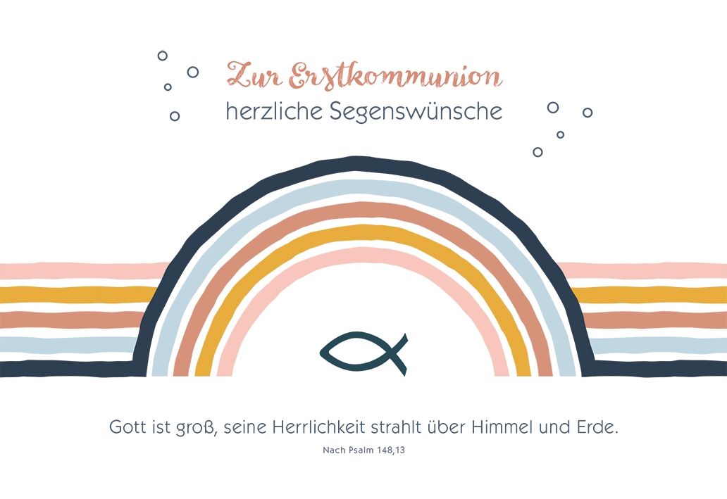 Karte zur Kommunion - Fisch & Halbkreis