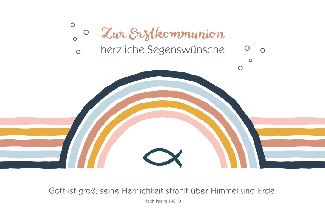 Karte zur Kommunion - Fisch & Halbkreis Karte zur Kommunion - Fisch & Halbkreis
