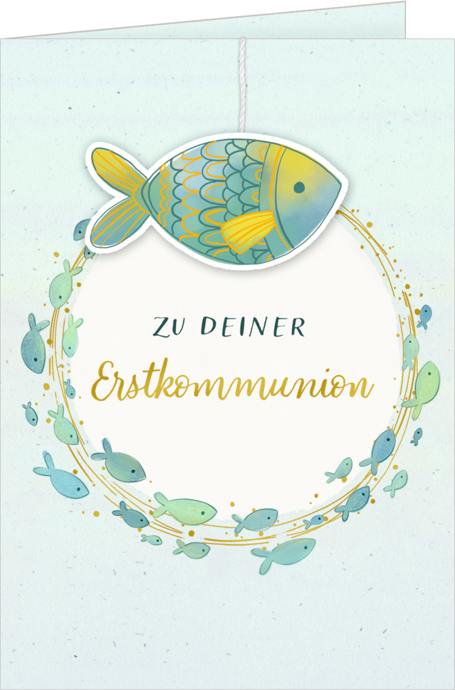 Karte zur Erstkommunion - Alles Gute & Fisch-Anhänger