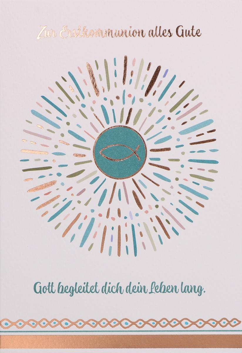 Karte zur Kommunion - Gott begleitet dich dein Leben lang Karte zur Kommunion - Gott begleitet dich dein Leben lang