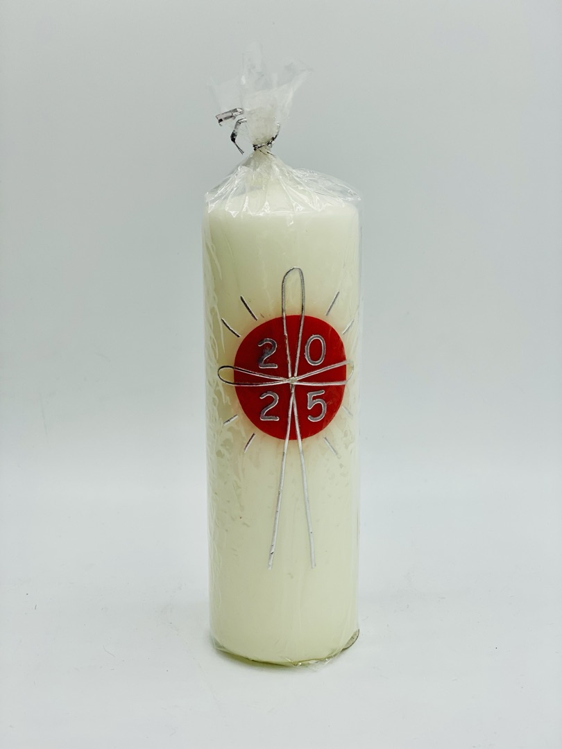 Osterkerze - Roter Kreis & Jahreszahl