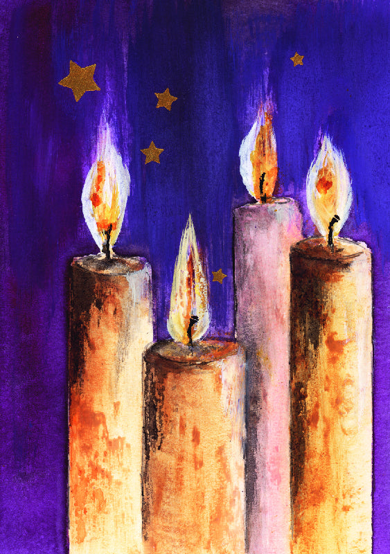 Karte zu Weihnachten – Adventskerzen & Golddruck
