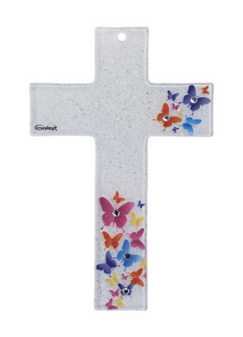 Glaskreuz -  Schmetterlinge & Bunt Glaskreuz -  Schmetterlinge & Bunt