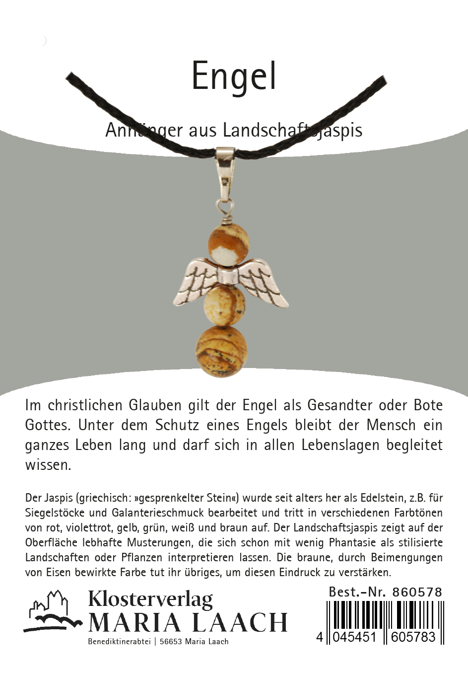 Halskette - Engelanhänger & Landschaftsjaspis