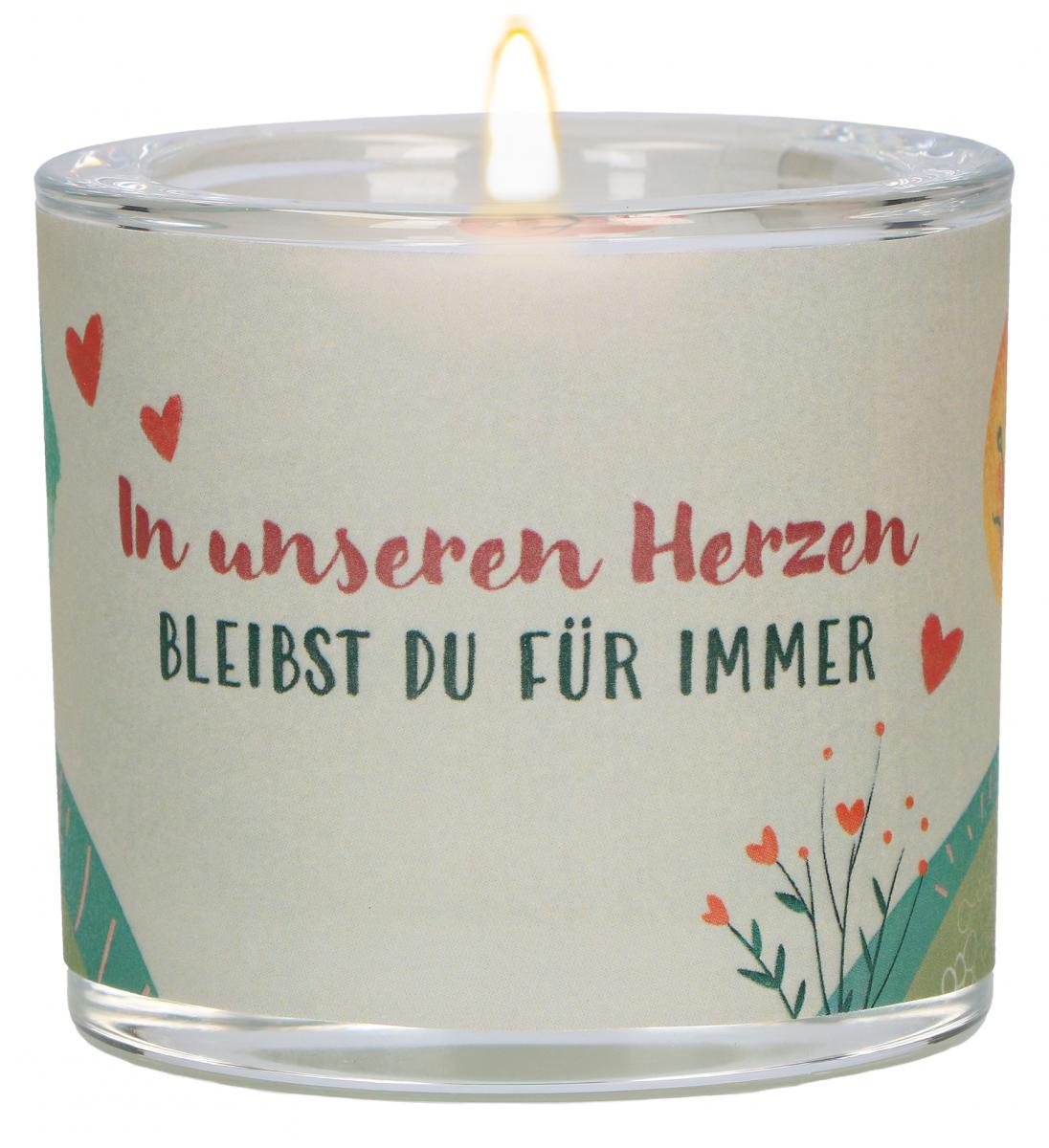 Glaswindlicht zur Trauer - In unseren Herzen...