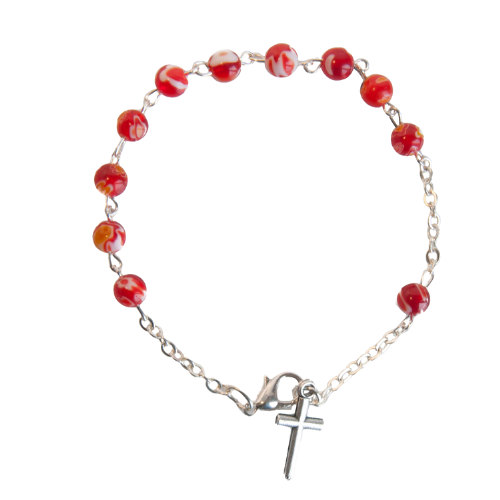 Rosenkranz-Armband - Muranoglas und Kreuz