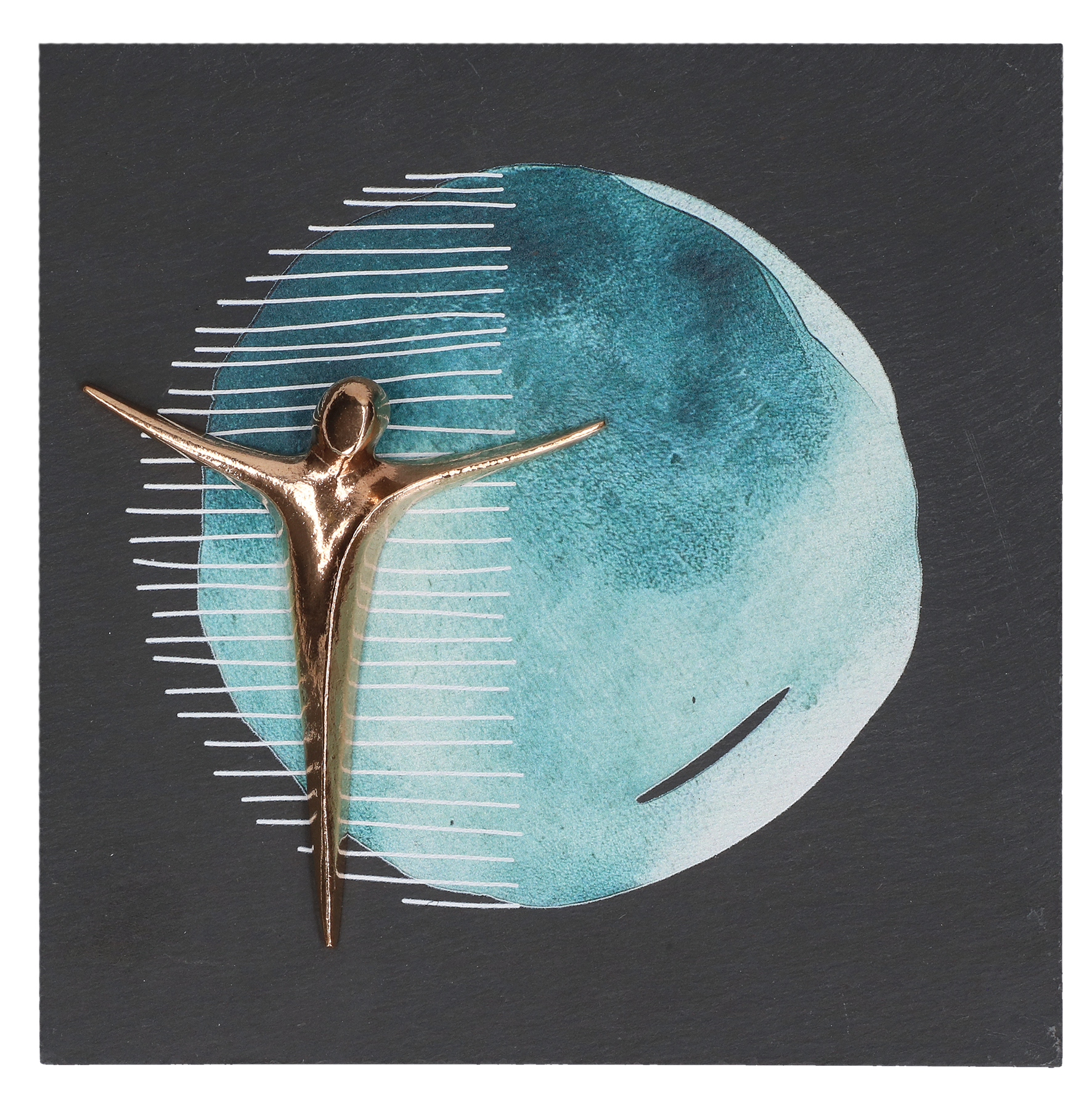 Schieferrelief - Christus & Bronze