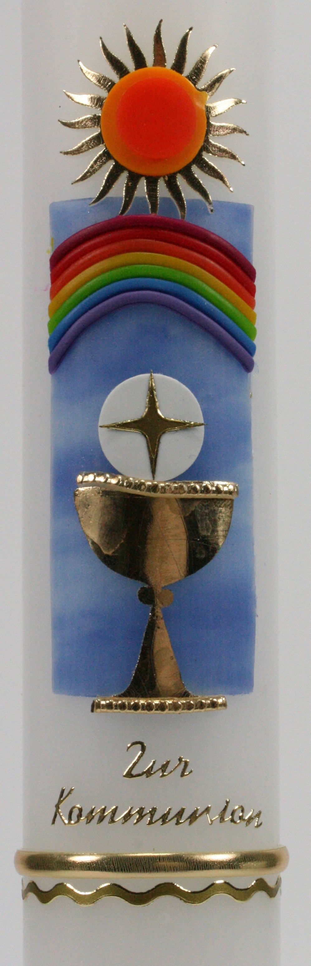 Kommunionkerze - Sonne, Regenbogen & Kelch Kommunionkerze - Sonne, Regenbogen & Kelch
