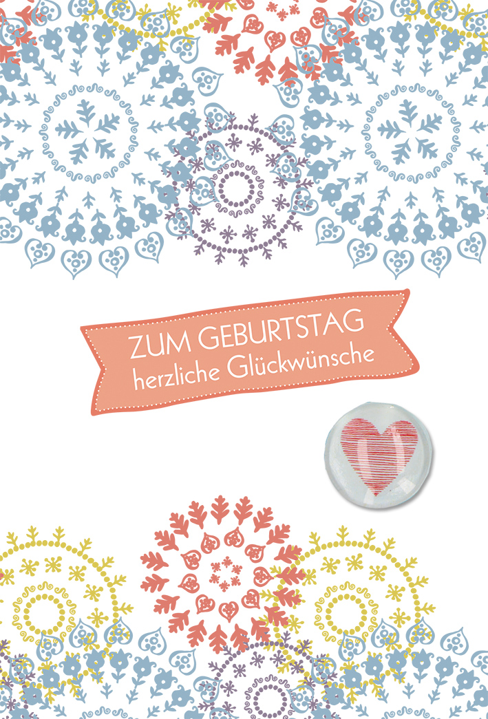 Karte zum Geburtstag - Herzen & Glasmagnet Karte zum Geburtstag - Herzen & Glasmagnet