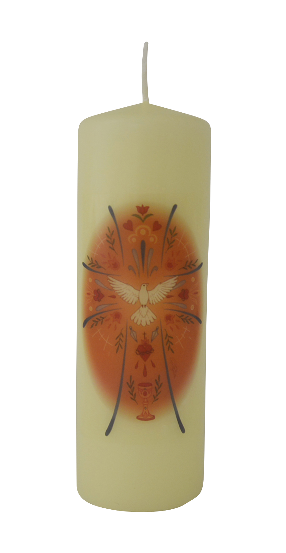 Tisch-Osterkerze - Taube & Orange