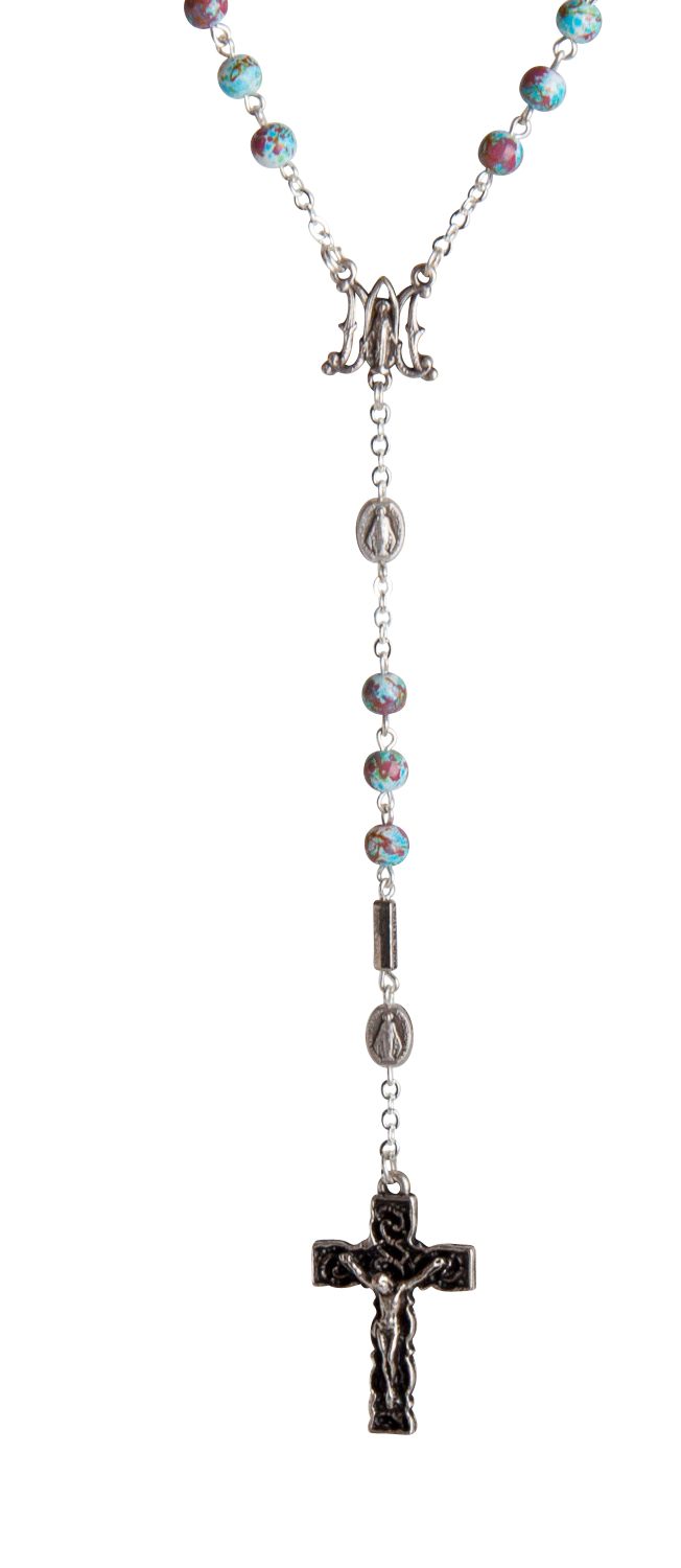 Rosenkranz - Farbig marmorierte Perle