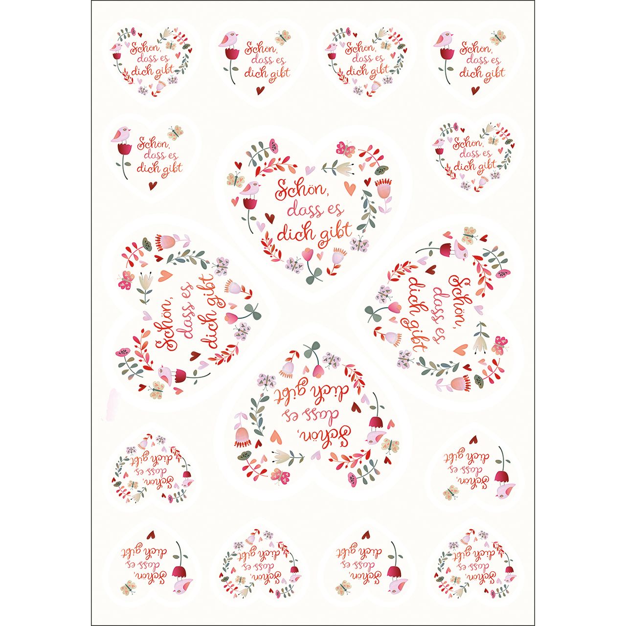 Aufkleber-Grußkarte – Schön, dass es dich gibt & 4er Set