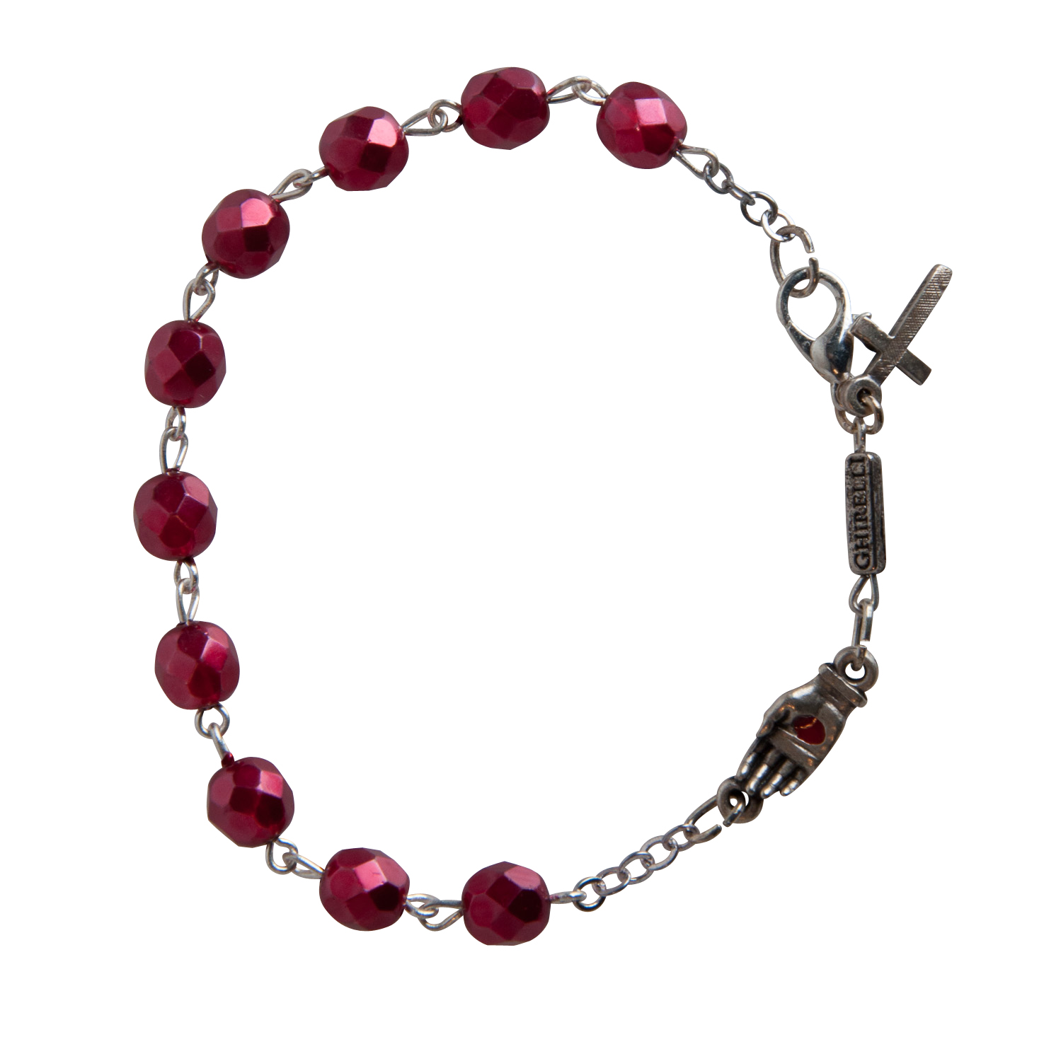 Rosenkranz Armband - Rot glänzende Perle