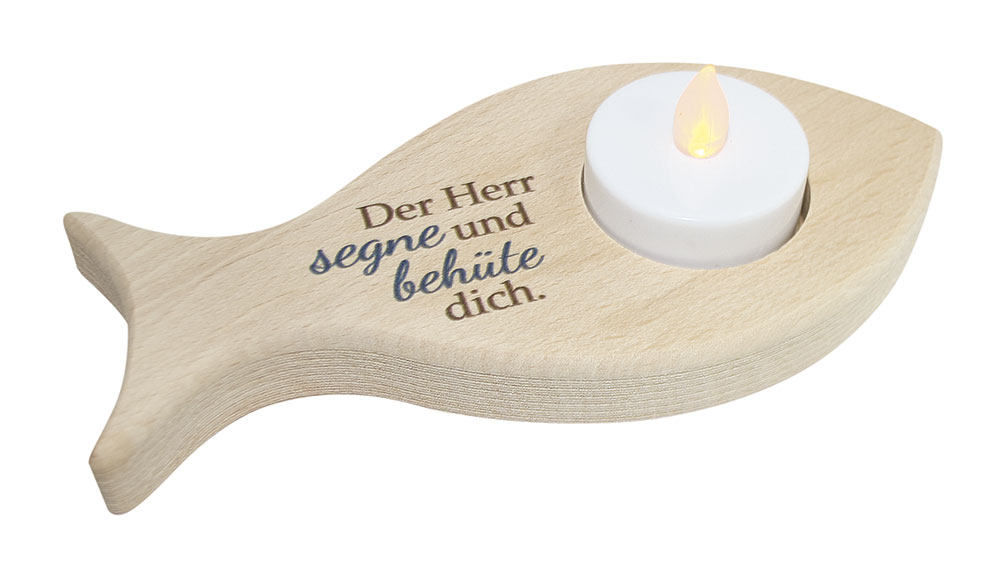 Teelichthalter - Fisch & Der Herr segne und behüte dich