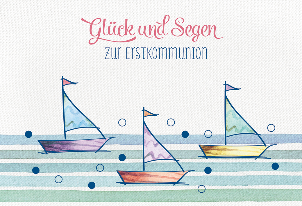 Karte zur Erstkommunion - Große und kleine Schritte & Segelboot