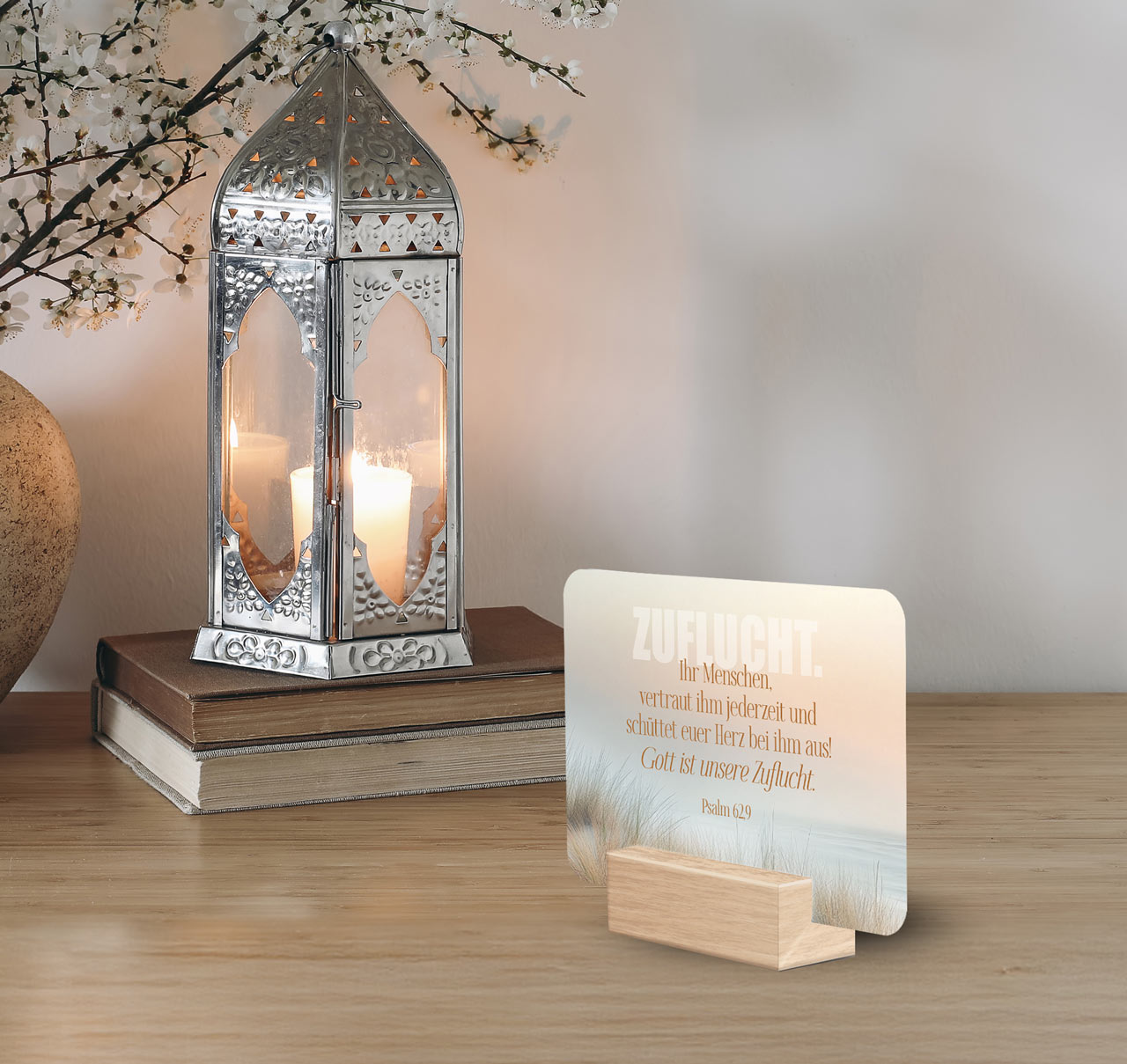 Kartenbox - Viel Zuversicht & Holzaufsteller