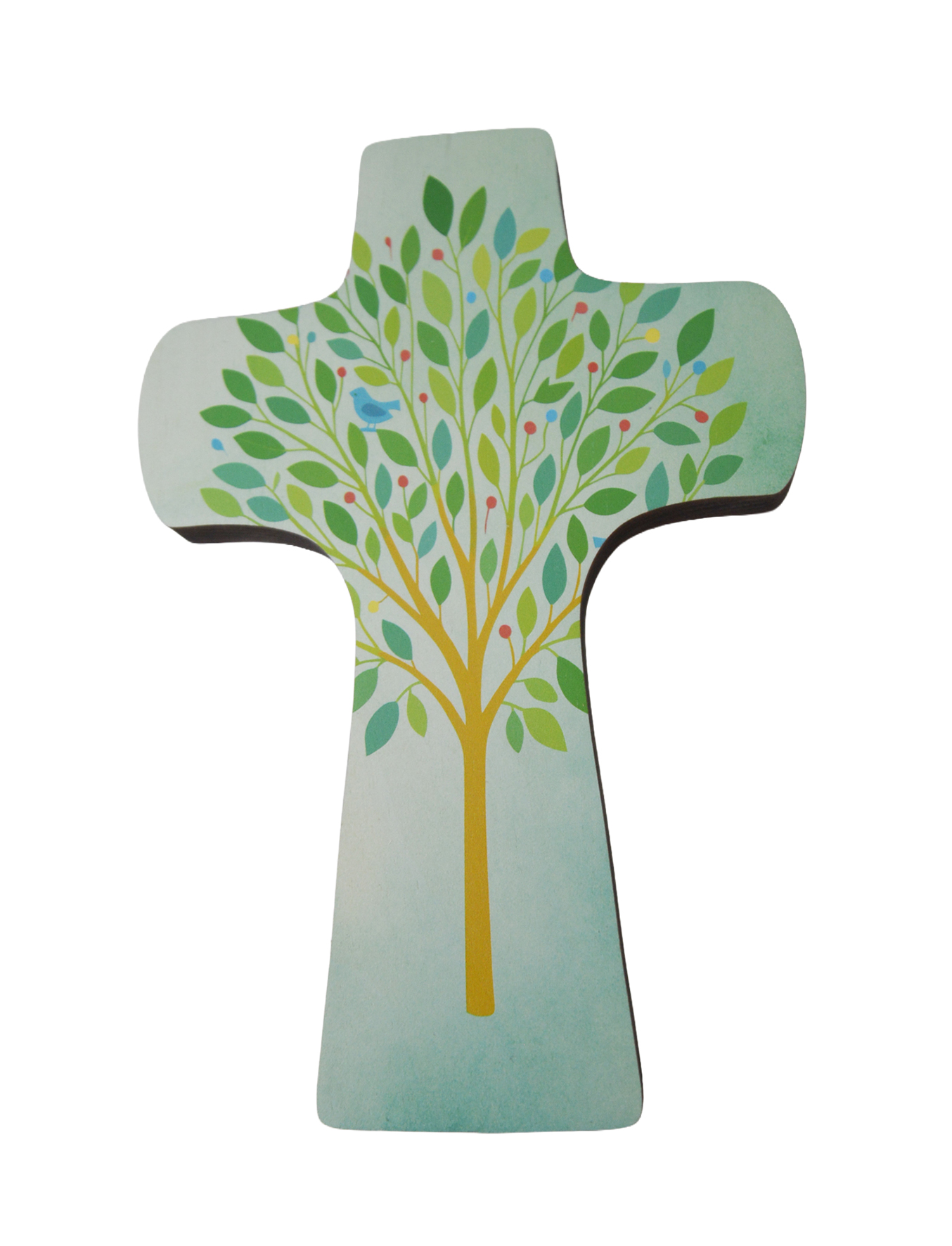 Holzkreuz – Lebensbaum & Grün