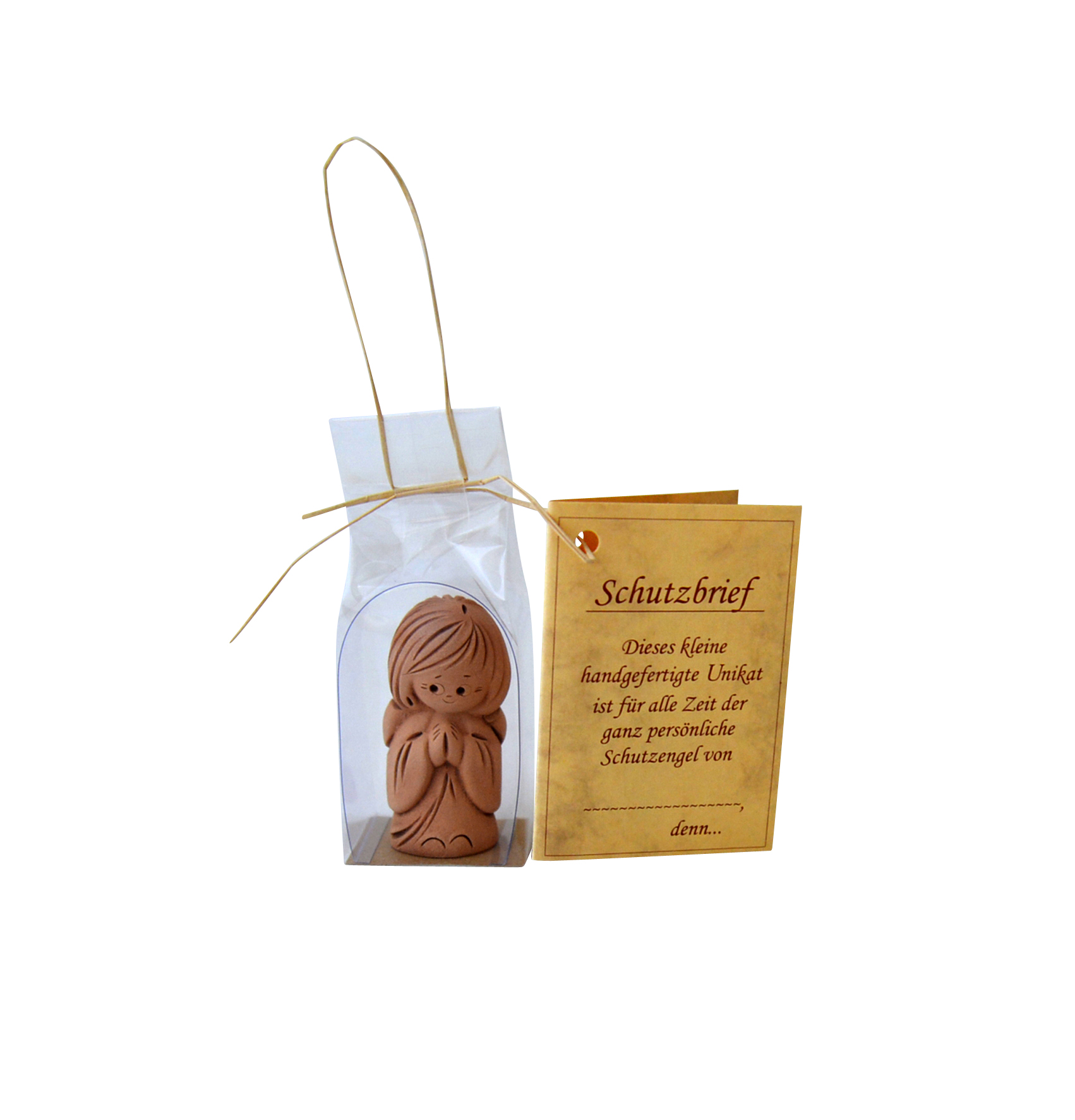 Ton-Schutzengel - Holzbogen & Stehend Ton-Schutzengel - Holzbogen & Stehend