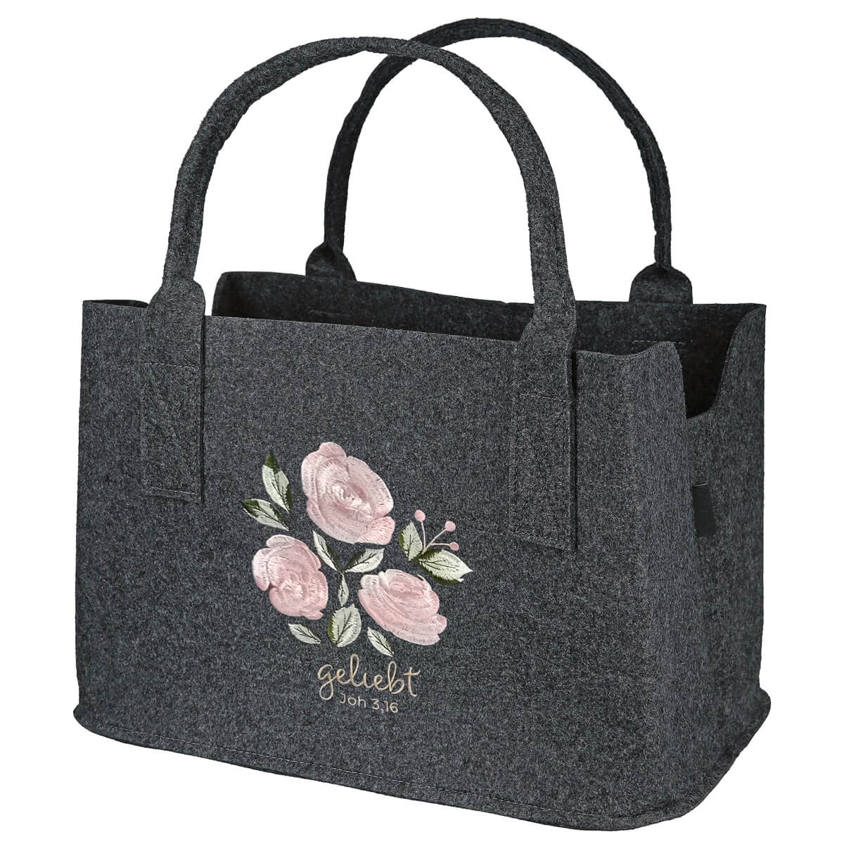 Filz-Einkaufstasche – Geliebt & Rosen