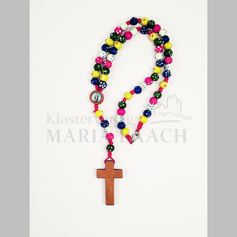 Kinder-Rosenkranz - Bunte Perlen & Holzkreuz
