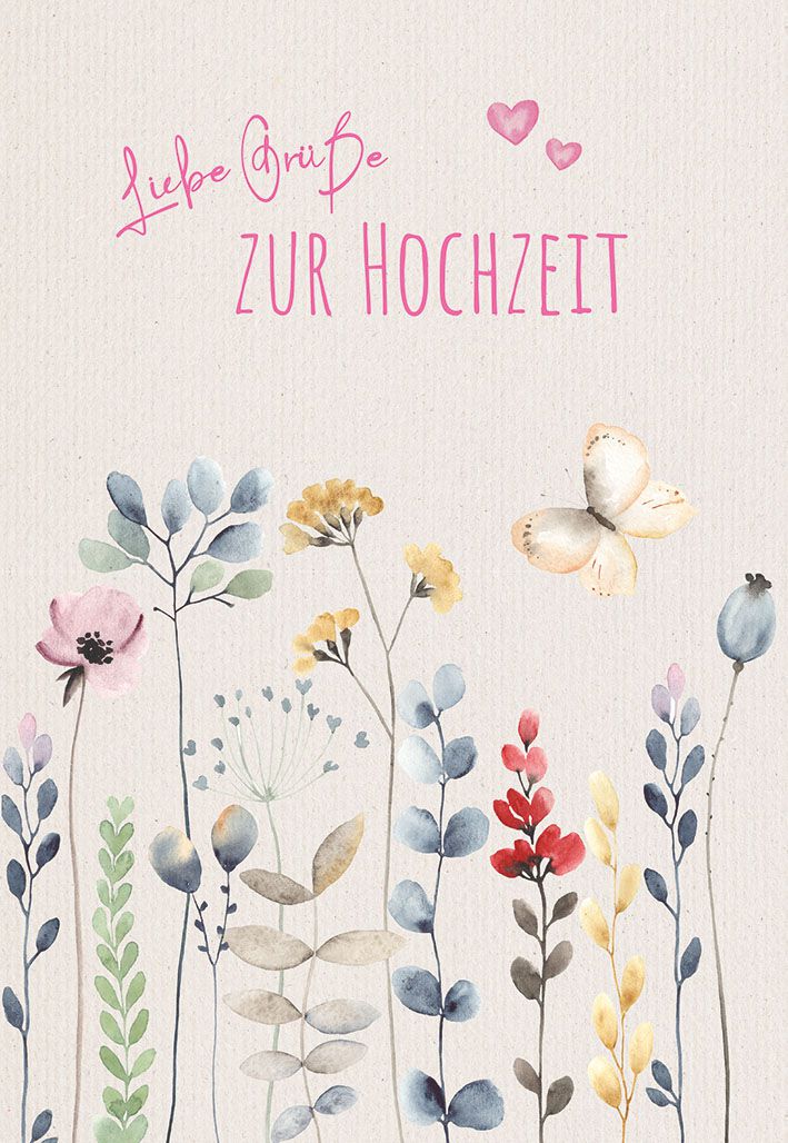 Karte zur Hochzeit Liebe Grüße & Blumen 9114176